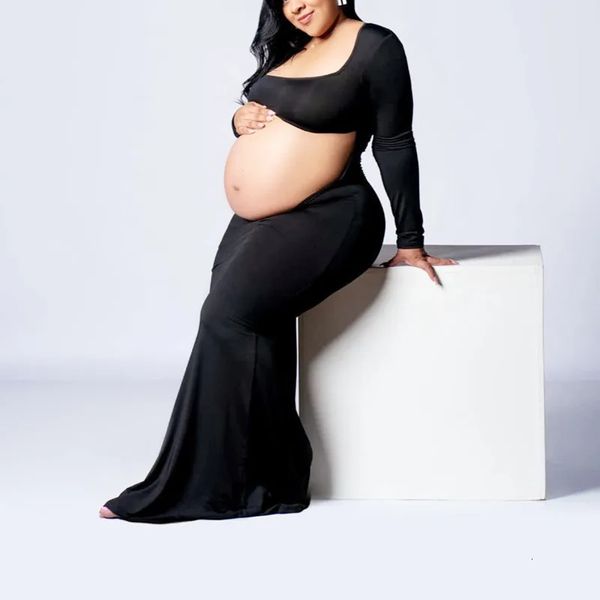 Платья для беременных для Po Shoot, сексуальное платье макси с вырезом спереди и открытой спиной, свадебная вечеринка, одежда для беременных 240305