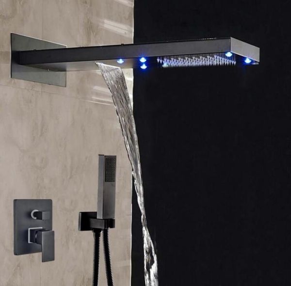Оптовая и розничная продажа, современный масляный бронзовый светодиодный смеситель для душа с водопадом и дождем, 3-ходовой смеситель с ручным душем4988334
