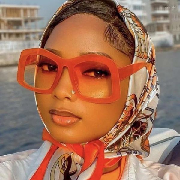 Óculos de sol na moda irregular oversized quadrado laranja para mulheres sexy doces cor óculos de sol tons uv400 gafas