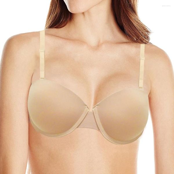 Sutiãs sexy push up para mulheres alças ajustáveis casamento transparente sem alças transparentes