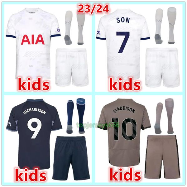 2023 2024 MADDISON SON Maglie da calcio kit da calcio per bambini calzini ROMERO KULUSEVSKI 23 24 bambino VAN DE VEN JOHNSON Tottenham Kit da calcio Maglia SPURS