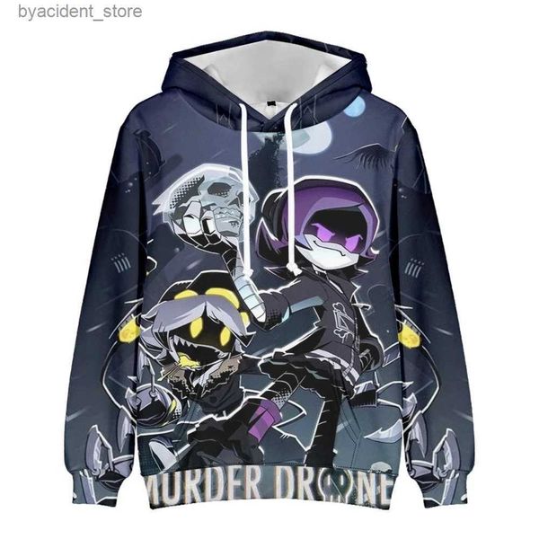 Felpe con cappuccio da uomo Felpe WAMNI Game Murder Drones Felpe con cappuccio Abiti unici Felpa Harajuku Moda Pullover Unisex Maglie a manica lunga Cosplay Trucksuit L240315