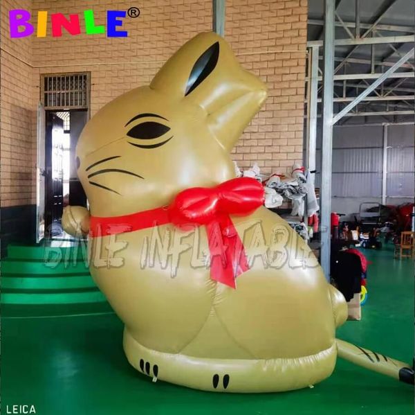 6 mH (20 pés) com ventilador decorativo feito sob medida coelho dourado inflável coelhinho da páscoa para publicidade