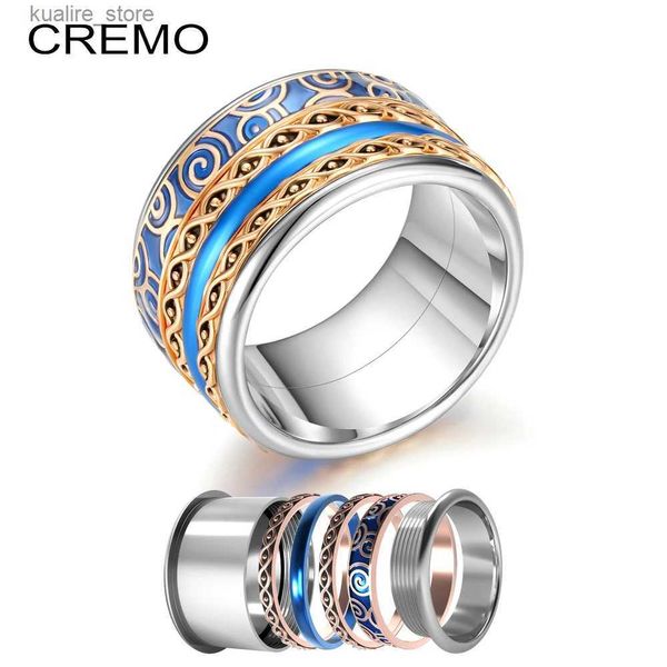 Кольца-кластеры Cremo Spinner Сменные кольца Эмаль Штабелируемые кольца из нержавеющей стали Arctic Symphony Коллекция L240315