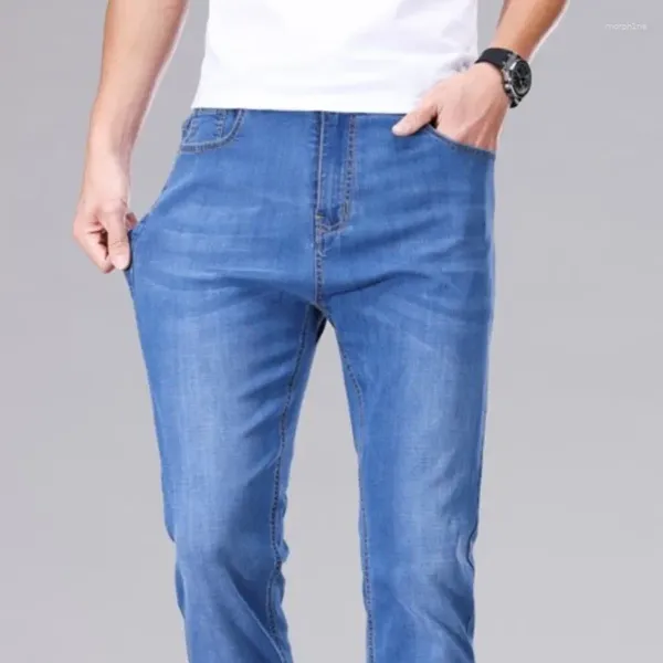 Мужские джинсы, деловые тонкие эластичные джинсовые повседневные прямые брюки, повседневные мужские Прямые поставки, большие размеры 29-40