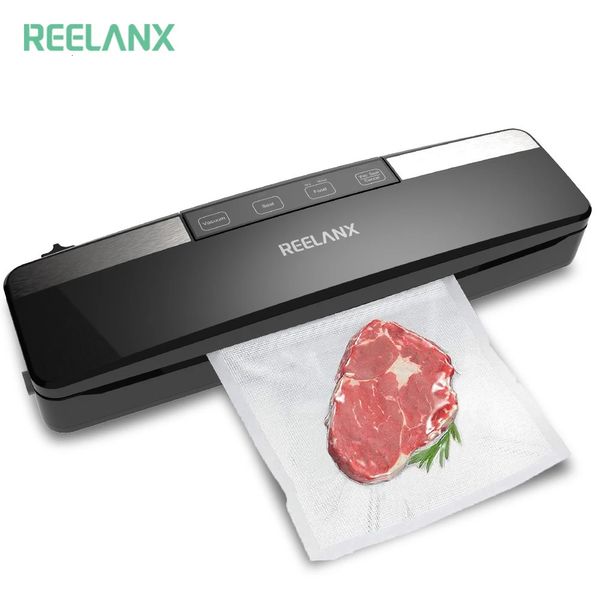 Reelanx Vakum Sızdırmazlığı V2 125W Dahili Kesici Otomatik Gıda Paketleme Makinesi 10 Ücretsiz Çantalar Mutfak için Vakum Packer 240304