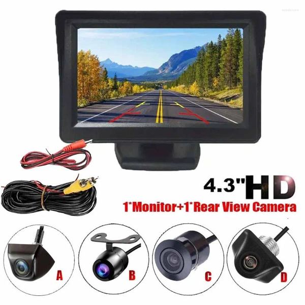 Monitor reverso de carro de 4,3 polegadas com câmera de visão traseira HD Kit Sistema de estacionamento de exibição de backup