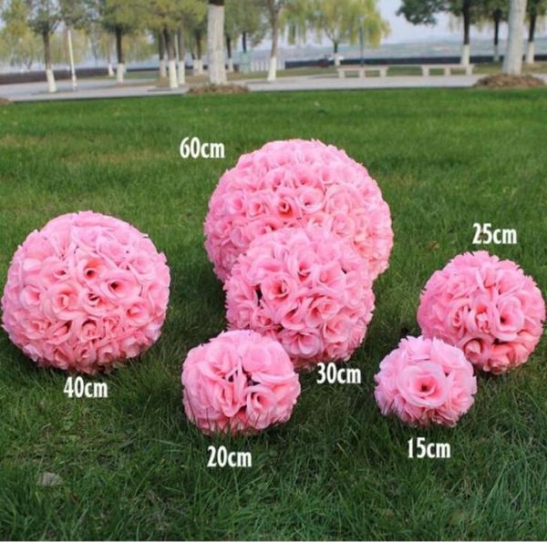 Tema romantico Palline da bacio con fiori di seta artificiale rosa da 15 cm a 30 cm per decorazioni natalizie per feste di nozze1626860