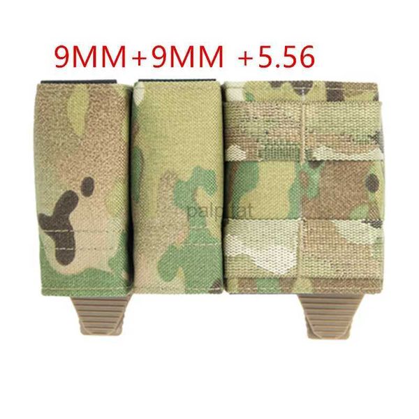 Gilet tattici Gilet tattico 1 in2 Custodia tripla per caricatori 9mm in9mm in5.56 Tasche per borse con clip per munizioni per caricatori di sistema 240315