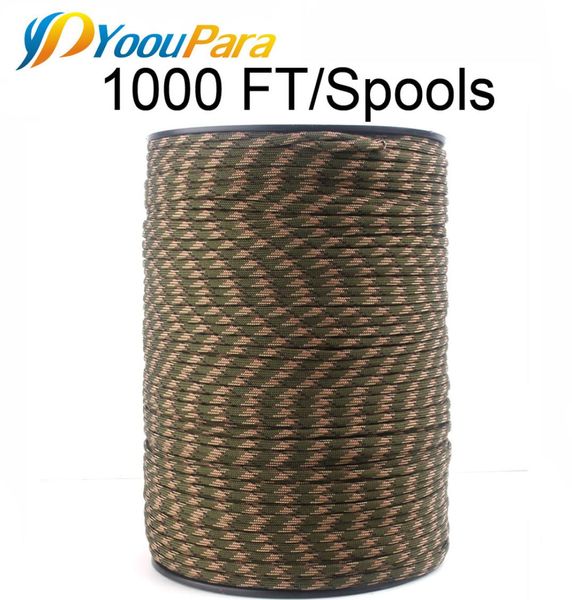 Paracord 4mm 1000FTSpools 7 fios corda cabo de pára-quedas acampamento ao ar livre caminhadas escalada tático sobrevivência Paracord 550 252 Color4792237