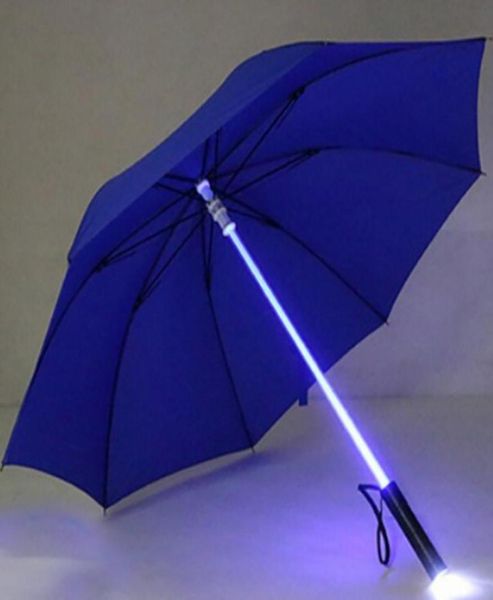 Guarda-chuvas LED Light Sabre Up Laser Sword Golf Mudando no ShaftBuilt In Torch Flash Umbrella TQ7250353