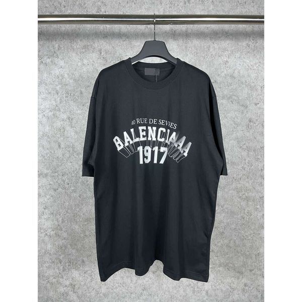 Tasarımcı Balanciaga T Shirt Slide Hoodie Light Up Balenciages Yüksek Kalite Doğru Versiyon Doğru Versiyon Yüksek Kalite B Aynı 1917 Taç Buğday Kulak Baskı Kısa Sleev