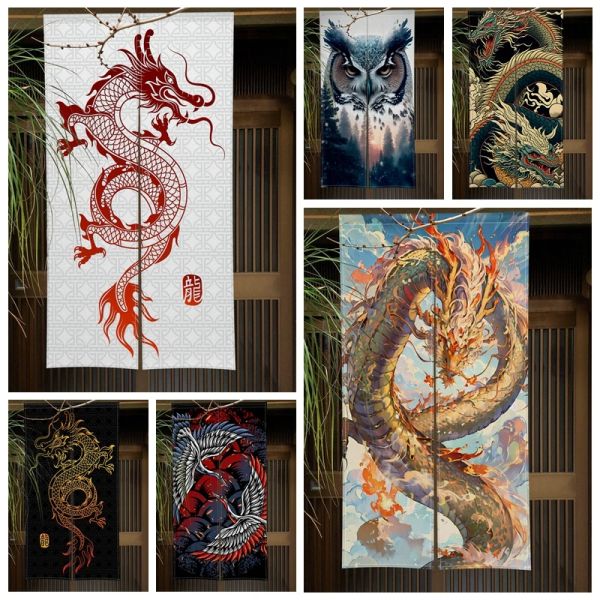 Vorhänge, chinesischer Drache, Malerei, Türvorhang, Panel, traditioneller Kranich, Eule, japanischer Stil, Türvorhang, Eingang, hängend, halber Vorhang