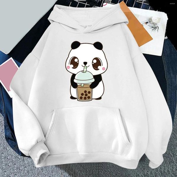 Hoodies femininos panda impressão sweatshirts para meninas adolescentes das mulheres bolso frontal oversize com capuz camisas de suor 2024 y2k kawaii harajuku roupas