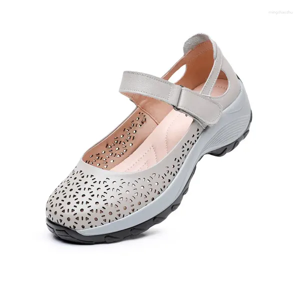 Сандалии GKTINOO, женские удобные туфли на плоской подошве из натуральной кожи на платформе, удобная женская повседневная обувь, кроссовки для мам, женские полые сандалии