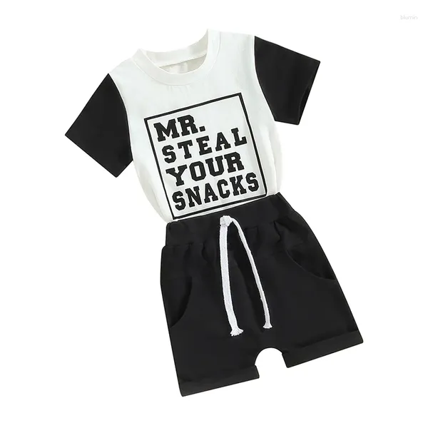 Kleidungssets für Kleinkinder, Babys, Jungen, Sommer-Outfit, Mr. Steal Your Snacks, kurzärmeliges T-Shirt und Shorts-Set, niedliche 2-teilige Kleidung