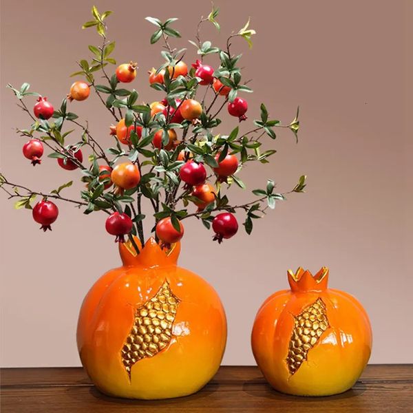 CAPIRON Harz-Granatapfel-Vase, Simulation von Früchten, Bonsai, Blumenarrangement, Wohnzimmer, Inneneinrichtung, Tisch, Heimdekoration, Zubehör, 240306