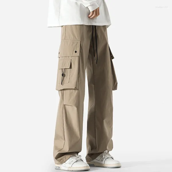 Pantaloni da uomo Streetwear 2024 primavera impermeabile Cargo uomo tinta unita Harajuku Casual uomo pantaloni dritti multitasche