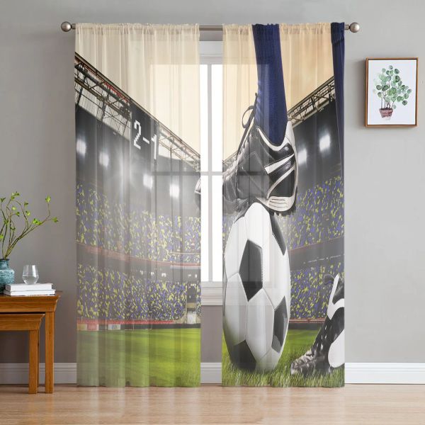 Tende Palestra Campo da calcio Palloni Calcio Tende trasparenti per soggiorno Camera da letto Decorazione Finestra Voile Tenda in tulle mattutina