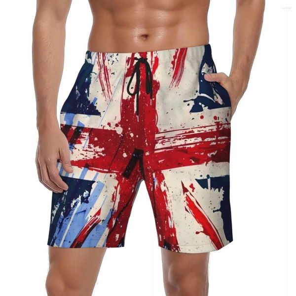 Herren-Shorts, britische Flagge, 3D-Brett, Sommerdruck, lässig, Y2K-Spaß, kurze Hosen, Mann, läuft, atmungsaktiv, individuell gestaltete DIY-Badehose