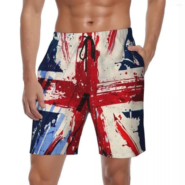 Shorts masculinos bandeira do reino unido placa 3d verão impressão casual y2k diversão calças curtas homem correndo respirável personalizado diy troncos de natação