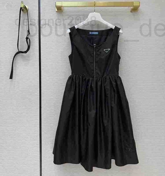 Vestidos casuais básicos designer feminino sem mangas vestido de manga nova vestido de manga de tampa 1 combinação de nylon de nylon preto midi size s-l 2n4o 5jsn