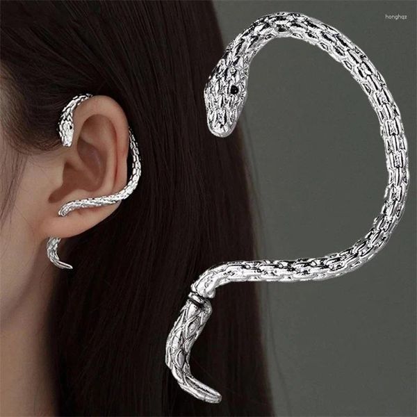 Ohrstecker vergoldet Schlangenform Zirkon Clip Vintage Punk Geometrische Tierohrring für Frauen Trend Party Schmuck