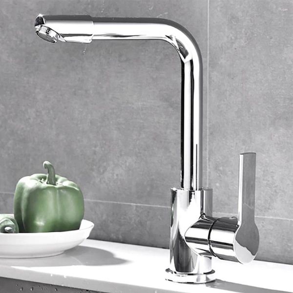 Rubinetti della cucina Rubinetto del filtro del bagno Rubinetto cromato lucido Girevole Moda ad angolo retto Lavello per lavabo Rubinetto miscelatore freddo