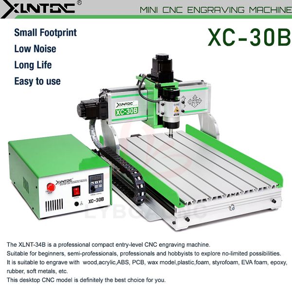 220v 110v mini xlntcnc XC-30B roteador cnc 3 eixos 4 eixos 320w dc motor sem escova 385x275mm gravador de perfuração e fresadora