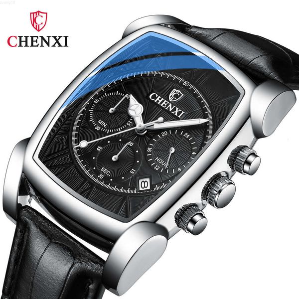 Chenxi 2023 nova moda masculina relógios Cx-909 couro preto à prova dwaterproof água relógio de quartzo masculino negócios cronógrafo relógio marca luxo