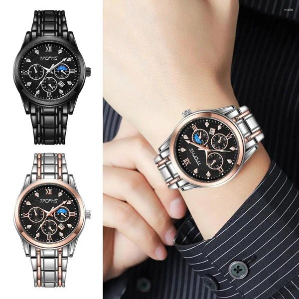 Orologi da polso da uomo formali, orologi da uomo con cronografo di lusso con fasi lunari, per abbigliamento da lavoro elegante