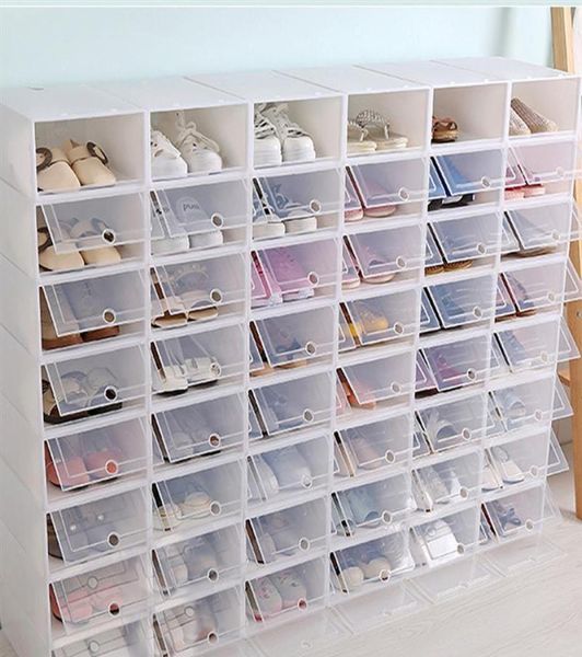 Custodia per scarpe Y1128 6 pezzi Rack Organizer Scatola addensata Scatole Scatola per scarpe impilabile Cassetto per scarpe Scatola per scarpe in plastica trasparente jllel5579249