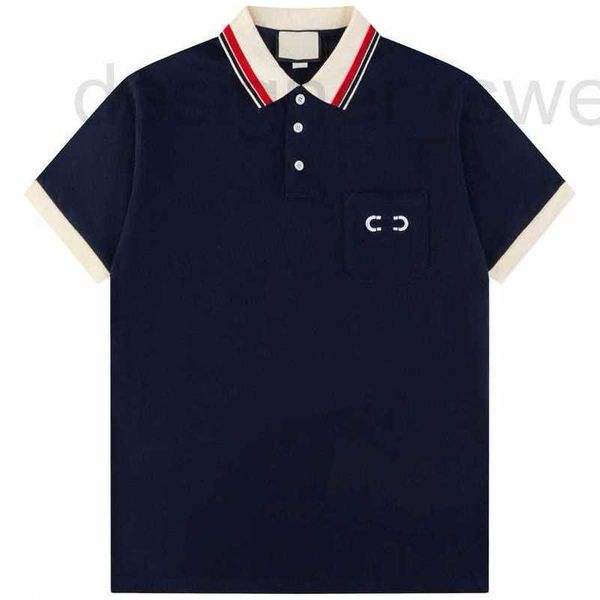 Polos masculinos Designer High End Trendy Bordado Padrão Solto e Confortável Puro Algodão T-shirt de Manga Curta para Casais Camisa Polo Moda FWDI