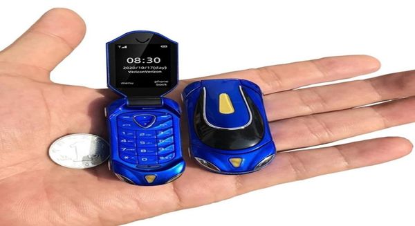 Orijinal Ulcool F18 Flip Super Mini Araba Anahtar Telefonları Tek Sim Kart Mobil Bluetooth Lüks Kilidi Açılmış Cep Telefon Karikatür Çocuklar Cellph1457599