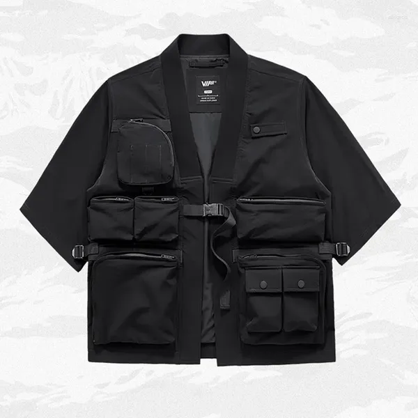 Giubbotti da uomo 2024 di alta qualità multi-tasca Hip Hop Punk Techwear stile giacca cargo da uomo Harajuku Street casual Kimono Cardigan