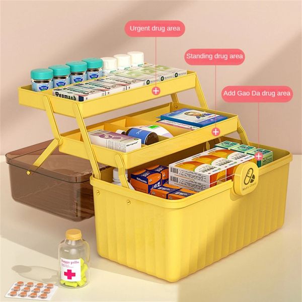 Bins Schichten Medizin Box Große Erste-Hilfe-Kit Lagerung Box Tragbare Medizin Brust Pille Familie Notfall Container Organizer Lagerung