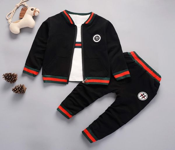 Bom novo outono primavera bebê meninos meninas roupas de treino do bebê marca esporte conjuntos 3 pçs zíper jaquetatshirtpants ternos y181024079223000