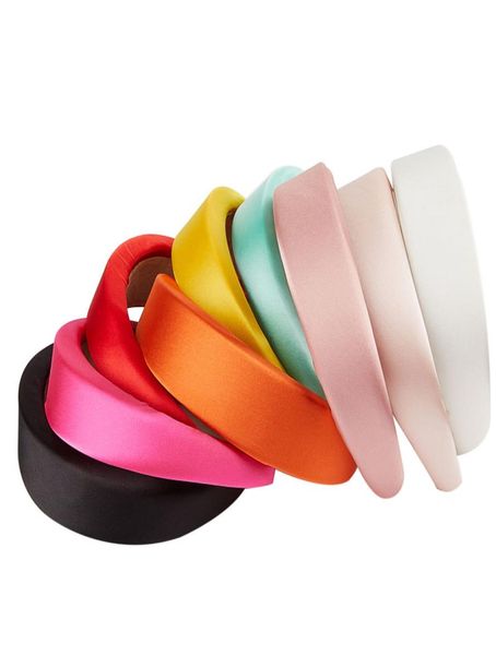 Fioday Neue glänzende Satin-Stirnbänder für Damen, mehrfarbig, Hellrosa, 4 cm breit, 15 cm dick, Schwamm-Kunststoff-Pad, Haarbänder, Ganzes Gi4814269