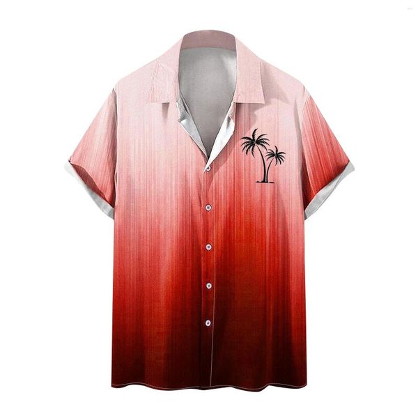Erkekler Tişörtleri Hawaii Gömlek Erkekler İçin Vintage Düğme Aşağı Bowling Kısa Kol Yaz Plajı Kore İncelemeleri Birçok Giyim