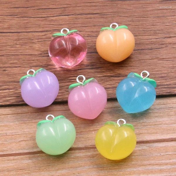 Ciondoli 10/20pc carino trasparente pesca limone pendente in resina per gioielli che fanno accessori orecchini fai da te collana portachiavi Decorati