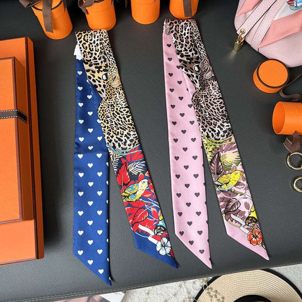 Дизайнерские шарфы Hemes, леопардовый шарф с леопардовым принтом, сумка, маленькая полоска, шелковая саржа, лента с ручкой 18 мм