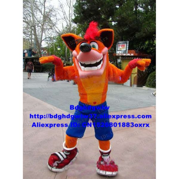 Trajes de mascote Crash Bandicoot Wolf Fox Mascot Costume Adulto Personagem de desenho animado Roupa Terno High Street Mall Festivais e feriados Zx493