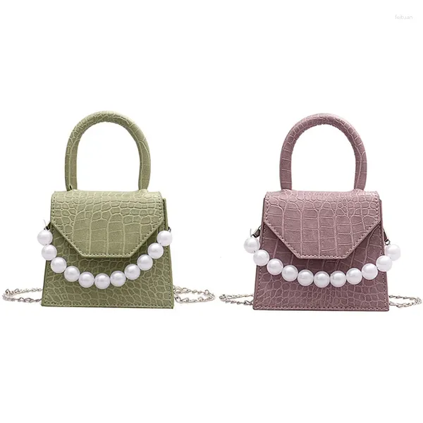 DOME con coulisse 2 pezzi manico in perla borse a tracolla in pelle dal design super mini per donna borsa a tracolla con motivo pietra verde viola