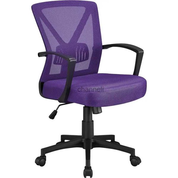 Camp Furniture Verstellbarer Netz-Bürostuhl, Chefsessel mit mittlerer Rückenlehne und Rollen, Lila YQ240315