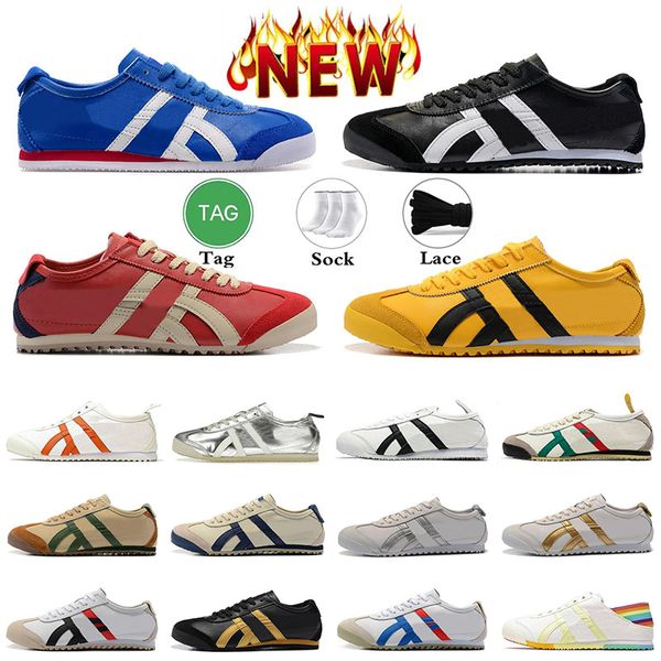 2024 Mais novo Tiger Mexico 66 Sports Casual Designer Homens Mulheres Correndo Sapatos Couro Amarelo Preto Marinha Gum Sail Verde Bege Vermelho Diário Outfit Flat Mens Treinadores Sapatilhas