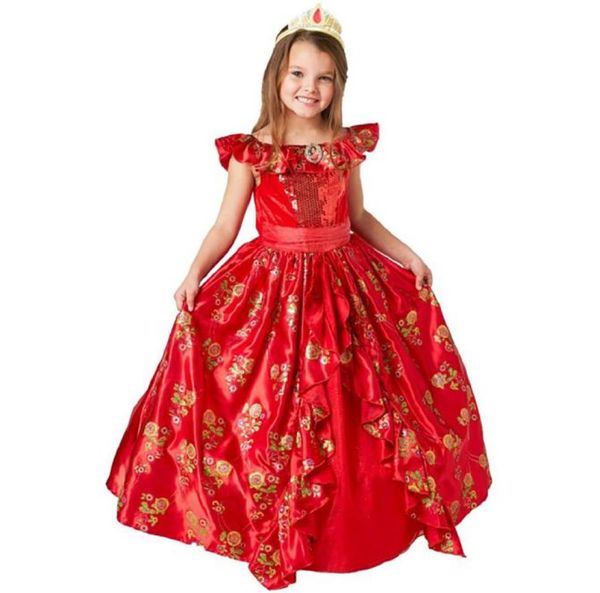 Kız Klasik Prenses Elena Kırmızı Cosplay Kostüm Avalor Elena Kids Çocuklar Çocuk Kiliz Parti Cadılar Bayram