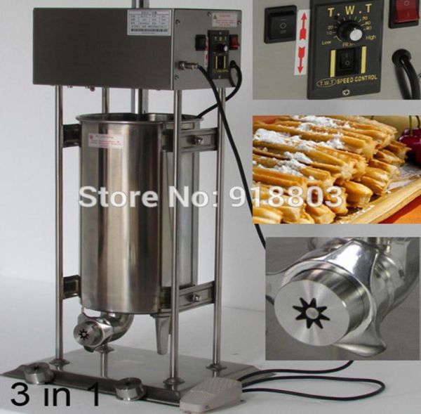 3 in 1 15L elektrische automatische spanische Churros-Maschine 6L Fritteuse 700ml Churros-Füllmaschine7117321