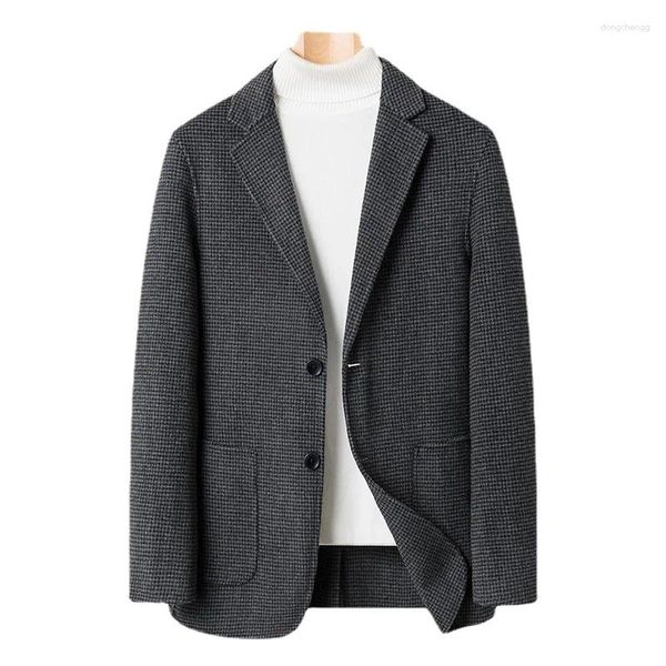 Abiti da uomo 2024- Moda Slim-fit Stile italiano Casual Business No-stiro Cappotto corto in lana e cashmere Autunno Inverno Double-face