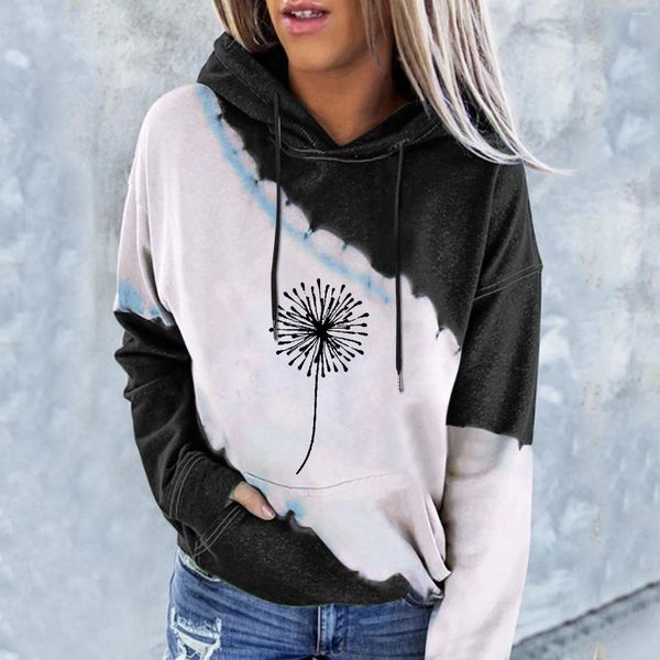 Kadın Hoodies Punk Peri Estetik Kpop Ropa Mujer Gotik Kadınlar Renk Eşleşen Sıradan Baskı Kazak Kapşonlu Cep Uzun Kollu Üst