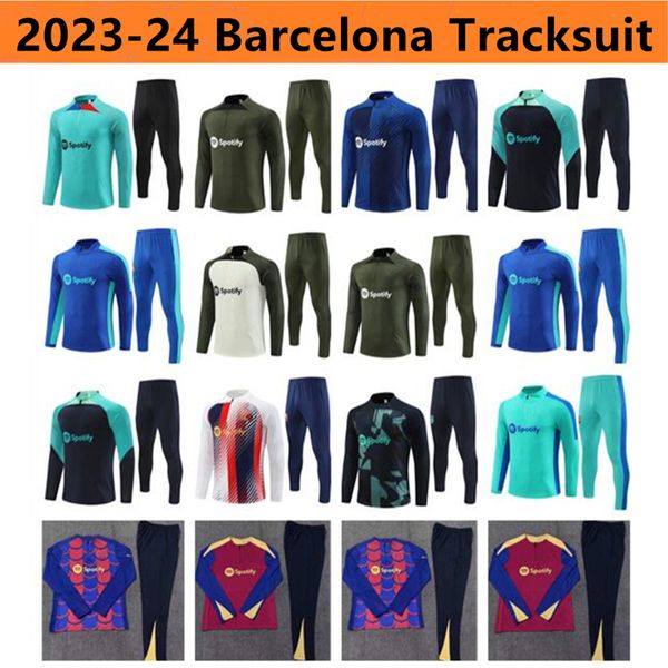 23/24 25 Çocuk Barcelonas Yarım fermuarlı ceket futbol eşofman eğitim takım elbise erkek futbol chandal futbol ansu fati memphis Chandal jogging Survetement Jerseys